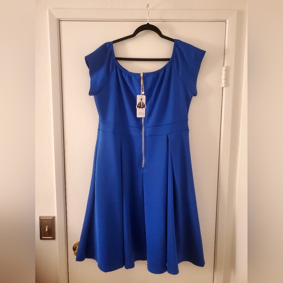 LALAGEN Women's Plus Size Vintage 1950s Party Cocktail Wedding Swing Midi Dress - Picture 8 of 10